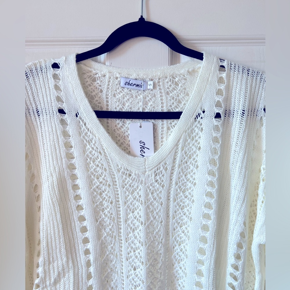 NWT Women’s Ivory crocheted blouse Size Small - Picture 3 of 6